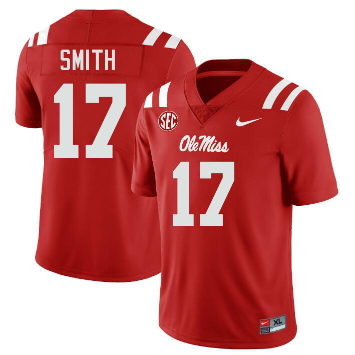 Ole Miss Rebels #17 Maealiuaki Smith College Football Jerseys Stitched-Red